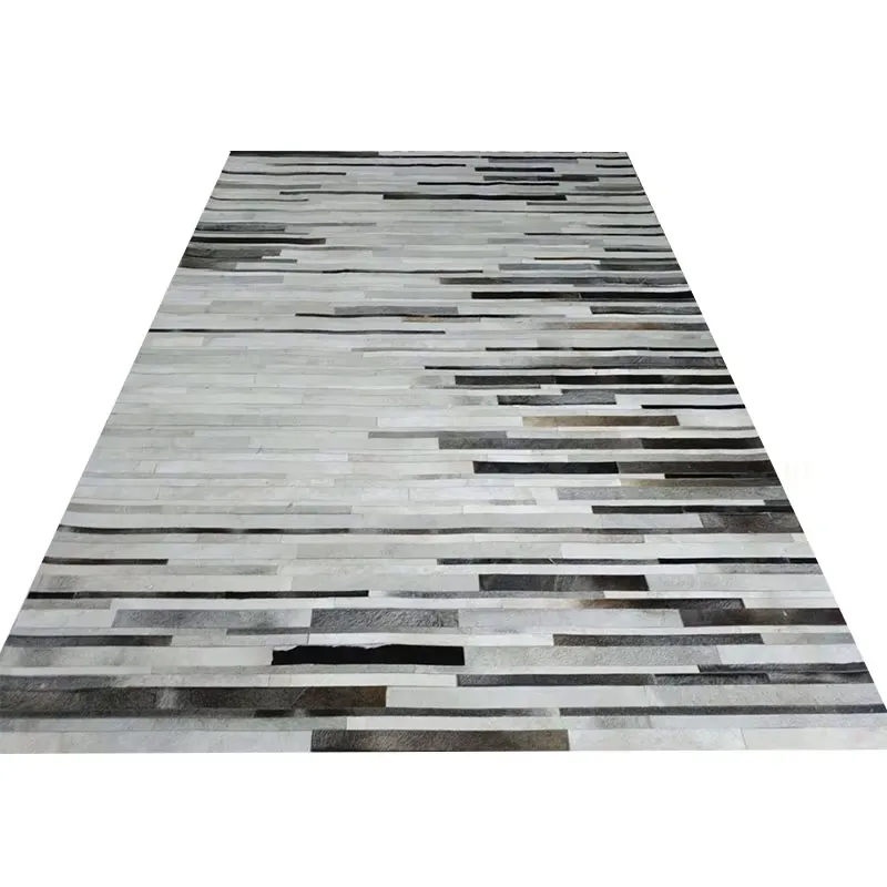 Home Textiles Importers In Usa - Tapete de Couro de Vaca Cinza